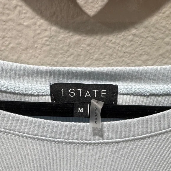 1. State Light Blue Ribbed Knotted Tee | Size M | NWT - Picture 2 of 5